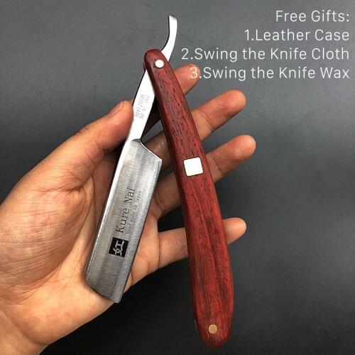 4pcs/set Barber Shop Manual S45C Carbon Steel Razor Kit Sandalwood Handle Shaving Tools Straight Shaver Razor Cloth Wax G1215