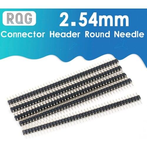 5pcs 40Pin Connector Header Round Needle Gold Plated 1x40 Golden Pin Single Row Male 2.54mm Breakable Pin Connector Strip