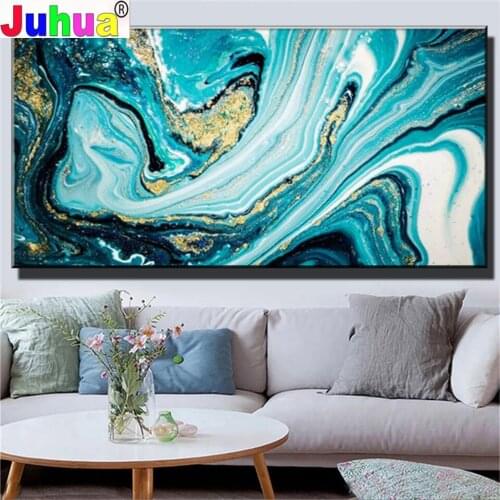 Abstract Creative art blue gold Diamond Embroidery 5D Cross Stitch Diamond Painting Rhinestone Full Square round Diamond Mosaic