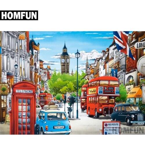 HOMFUN Full Square/Round Drill 5D DIY Diamond Painting "Street scenery" Embroidery Cross Stitch 5D Home Decor Gift A05004