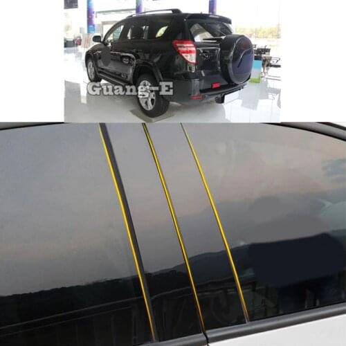 Car PC Material Pillar Post Cover Door Trim Window Piano Black Molding Sticker Plate 8pcs For Toyota RAV4 2009 2010 2011 2012