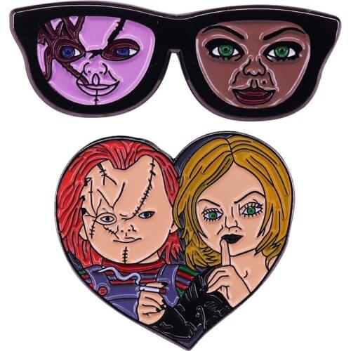 Evil Soul Dead Dolls Bride Of Chucky Chucky Enamel Brooch Pins Badge Lapel Pin Alloy Metal Fashion Jewelry Accessories Gifts
