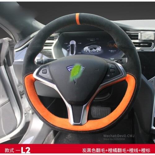 Steering wheel cover for Tesla Model 3 Model Y Model S Model X Real Alcantara hand-stitch suede Suture Hand grip car accessories