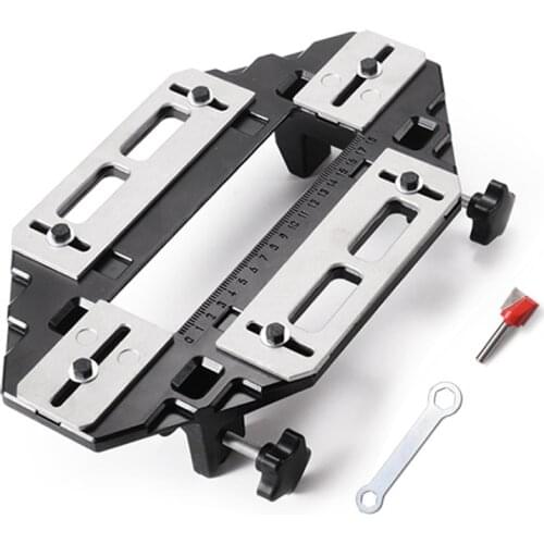 Woodworking Hinge Slotting Locator W/ Router Bit Alloy Lock Guide Plate Slotting Opener Jig Slot Machine Installation Lock Fixer