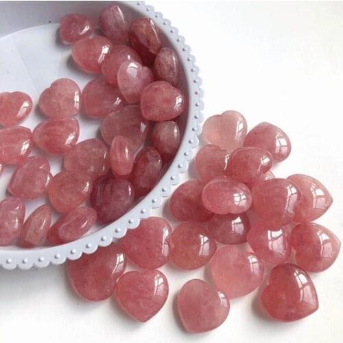 Strawberry crystal heart gemstones natural quartz minerales jewelry healing stones decoration