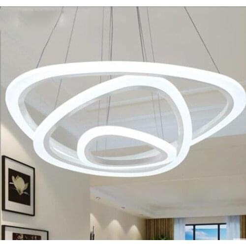 European family modern minimalist led restaurant living room personality chandelier round bedroom acrylic ring lighting fixture