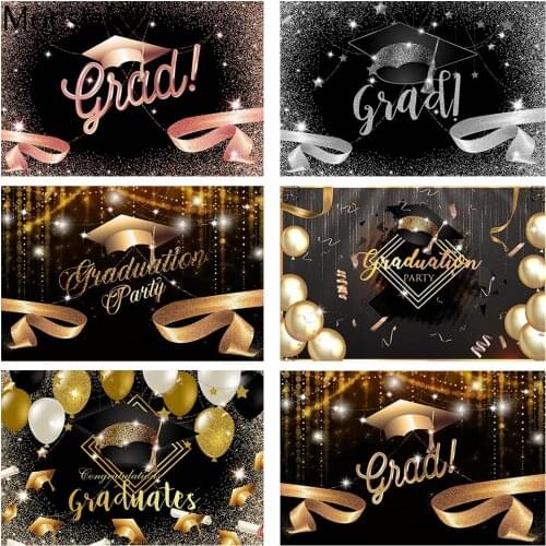 Congratulations Graduation Party Backdrop Photo Shoot Students Grad Portrait Background Glitter Bokeh Bachelor Cap Photocall