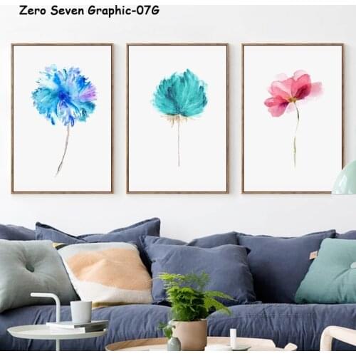 07G Watercolor Abstract Flower A4 A3 Canvas Art Painting Print Poster Picture Wall Room Living Room Home Wall Decoration Mural