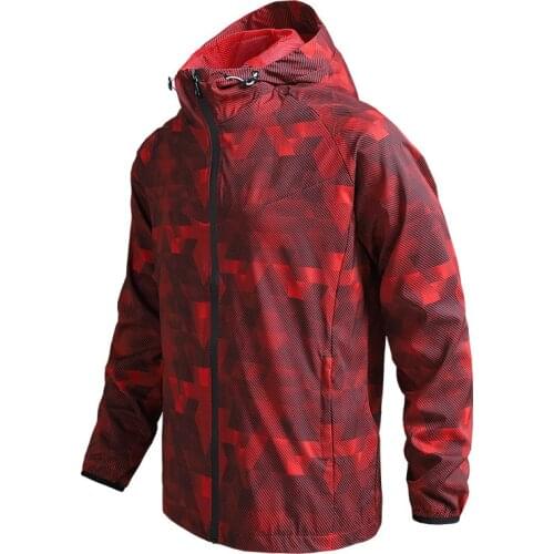Red Blue Camouflage Hooded Jackets For Men Fashion Casual Thin Sports Jacket Mens Spring Autumn Plus Size Home Outwear Jacket