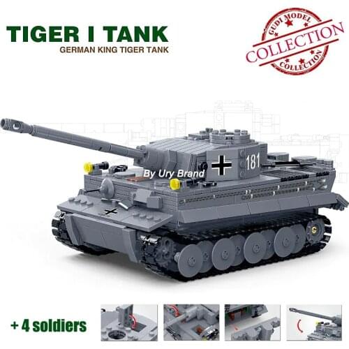 Gudi 6104 German King Tiger Tanks Army With Soldiers Dolls Military Series Educational DIY Building Blocks Toys for Children