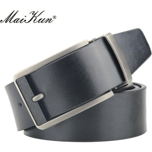 Maikun Mens Leather Belts for Men Luxury Brand Strap Male Belt for Men Vintage Pin Buckle Belt