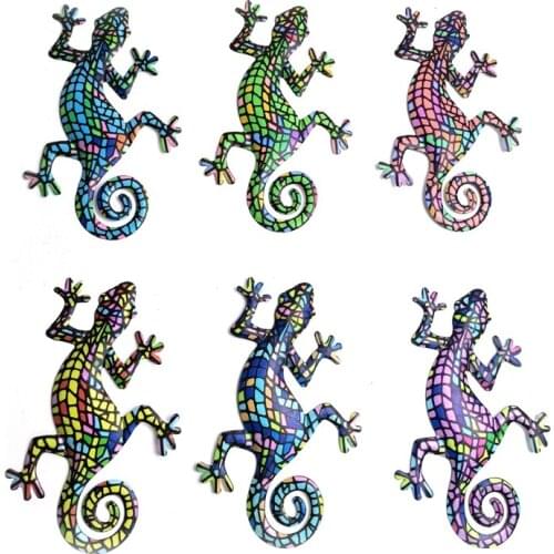 Metal Gecko Wall Art Decor Inspirational Sculpture Hang Indoor Outdoor for Home Bedroom Living Room Office Garden 9 Inches