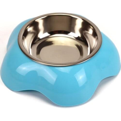Pet Bowl Single Stainless Steel PP Flower Shaped Dog Feeder Feeding Food Water For Small Medium Dogs Dog Food Bowls Detachable