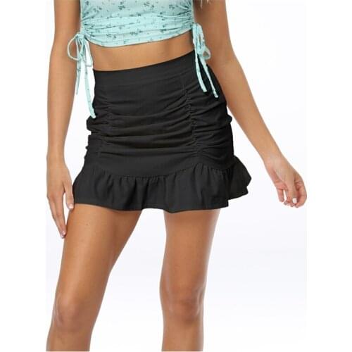 Y2k Fashion Summer Mini Skirts Women 2021 High Waist Ruffles Short Skirt For Ladies Kawaii Clothes Solid Color Casual Bottoms