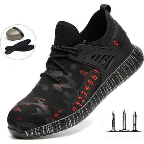 Mens Breathable Steel Toe Cap Safety Shoes Men Outdoor Anti-slip Steel Puncture Proof Construction Boots Work Shoes