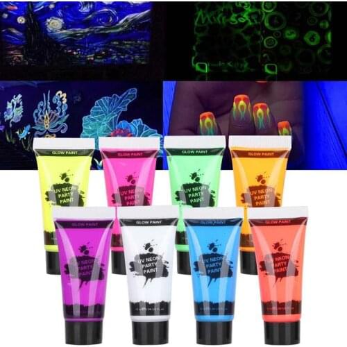 10ml Body face paint Paint Set Black light Face and Body Paint Makeup Fluorescent Body for Christmas Halloween Costume Party