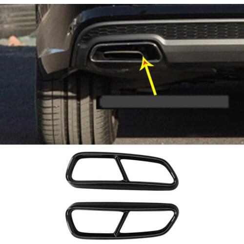 Car Quad Exhaust Tip Trim Stainless Steel Gloss Black Replacement for A6 C7 2016 2017 2018 Tail Throat Frame