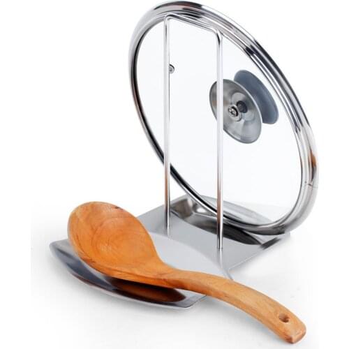 Stainless Steel Pan Pot Cover Lid Rack Stand Spoon Holder Rests Clips Kitchen Cooking Storage Organizer Accessories
