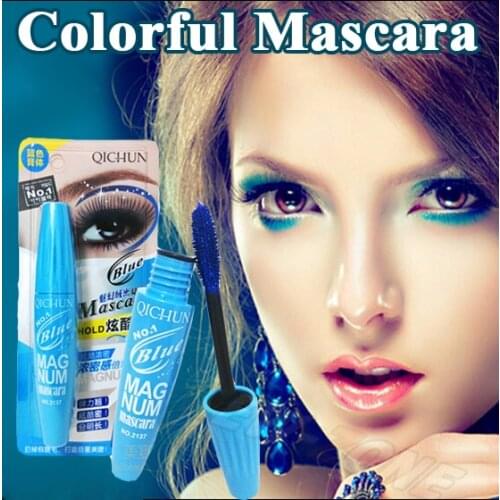 New Colorful Mascara Big Silicone Brush Perfect Curling Thick mascara makeup Length Waterproof formula blue/purple/black 12G
