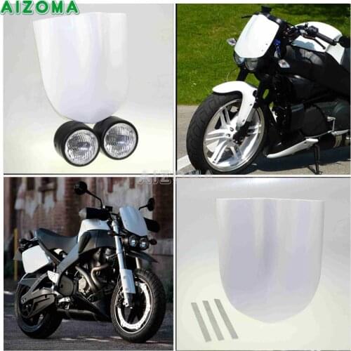 Street Motorcycle Dual H4 Dominator Headlight w/ Windscreen For Kawasaki Honda Yamaha V-Max Vmax 200/390/790 Universal