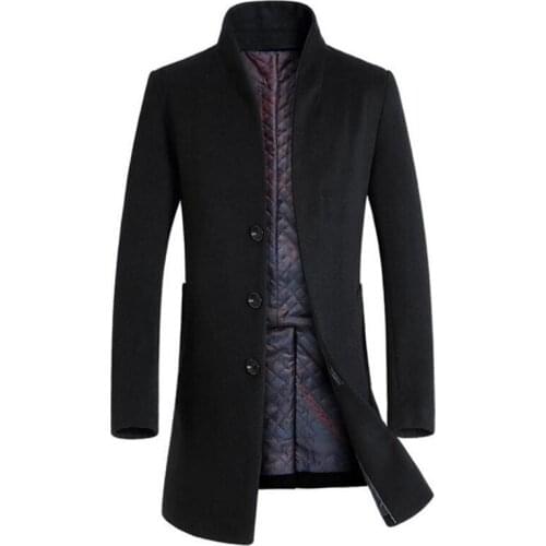 Hot autumn and winter warm Wool coat business jacket Mens coat Slim long section Overcoat