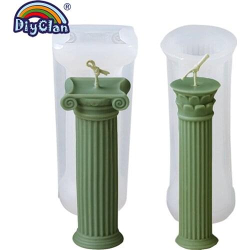 Roman Column Candle Silicone Mold European Handmade Plaster Chocolate Mould Cake Decorating Tools Confeitaria Ramadan Decoration
