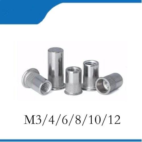 Rivnut M3 M4 M5 M6 M8 M10 M12 Stainless Steel 304ss Flat Head Insert Nutsert Rivnut Knurled Blind Pull Rivet Nut