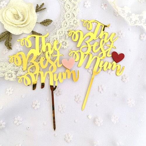 The Best MOM Birthday Acrylic Cake Topper Mothers Day Cupcake Topper Supplies for Mama Birthday Party Cake Decorations 2020 New