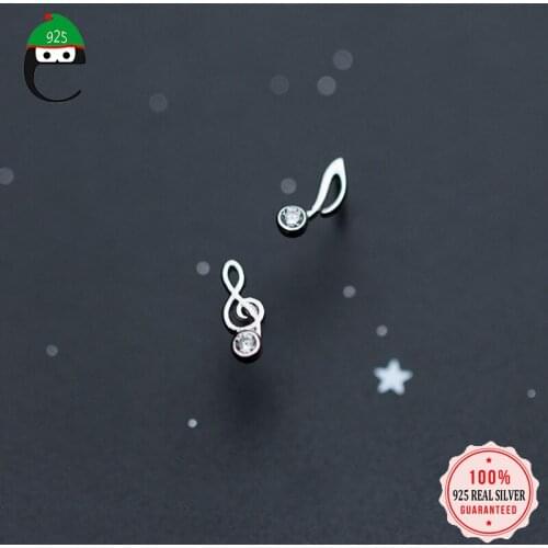 Trusta 100% 925 Solid Real Sterling Silver 4mmX9mm Asymmetric Notes. Stud Earring For Women Creative Fashion Jewelry XY910