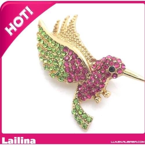 Unique Hummingbird Crystal Brooch Bird Pin 1.25" Women New Austrian Crystals Brooch