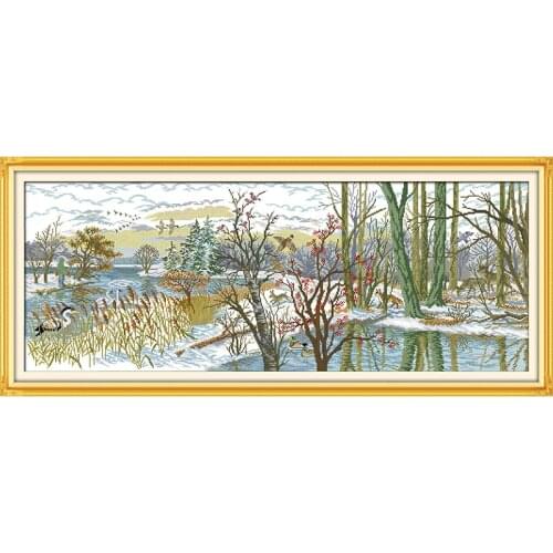 Everlasting Love Beautiful Lake Chinese Cross Stitch Kits Ecological Cotton Stamped Printed 11CT DIY Christmas Decorations Gift
