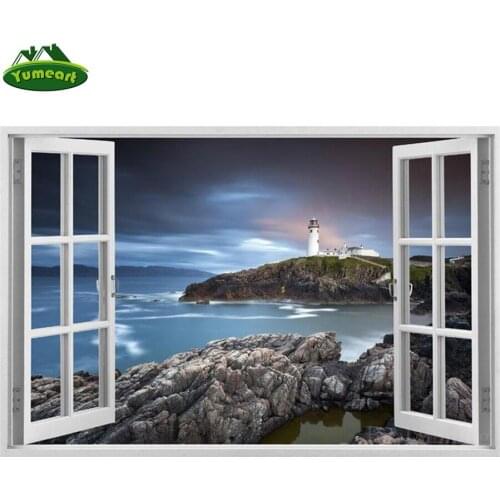 Yumeart DIY,Diamond Embroidery,Seascape Lighthouse 5D Diamond Painting Natural landscape Full,Cross Stitch Mosaic,Rhinestones