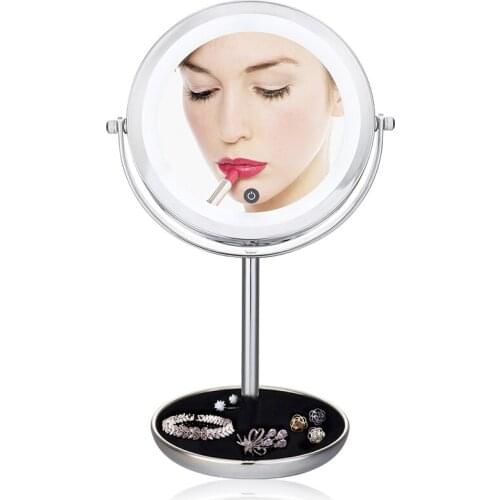 Resale 7.5"LED Lighted Makeup Vanity Mirror Double 2 Sided 5X magnifying pocket mirror Adjustable Touch Screen MakeUp Mirror