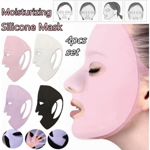 4Colors Reusable Silicone Mask Cover Face Hydrating Moisturizing For Sheet Prevent Evaporation Steam Beauty Tool 1/3/4/5PCS