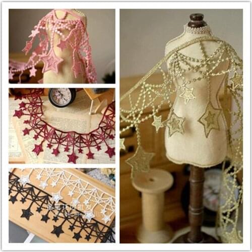 1M 13Colors Handmade DIY Clothing Decoration Accessories Gold Hanging Star Tassel Polyester Lace Curtain Lace Trim Trimming