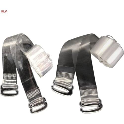 KLV 1Pair Invisible Bra Strap Elastic Shoulder Belt Transparent Non-Slip Plastic 1cm