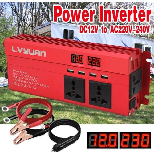 1000W Power Inverter Truck/RV Inverter 12V DC to220V AC Converter with 3AC Outlets 5v/4.8A USB and Dual 12V Car Cigarette Light