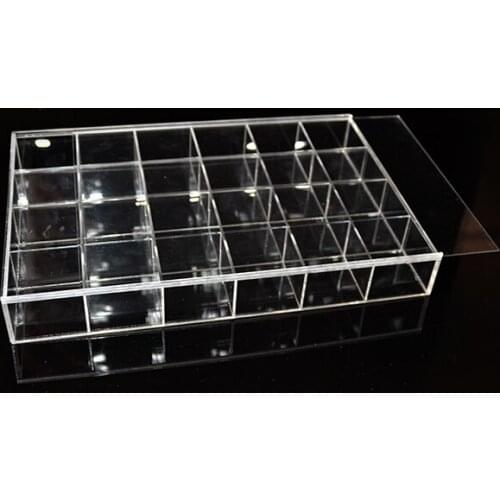 24 grids) New Acrylic Jewelry Display Beads Storage Organizer Desktop Gift Tray With Sliding Lids