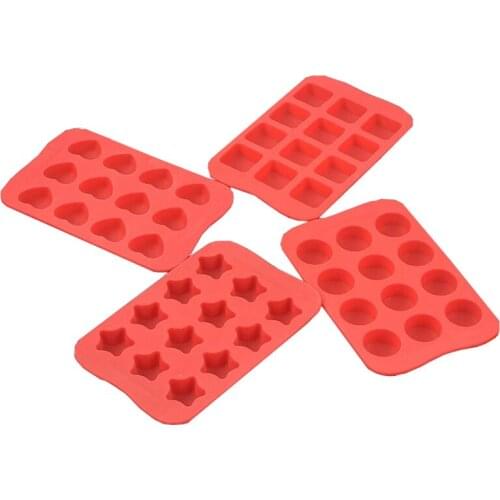 4Pcs 12 Holes Silicone Molds Heart Round Star Square Shape For Chocolate Candy Ice Cube Maker Molds for Baking Biscuit Cake Tool