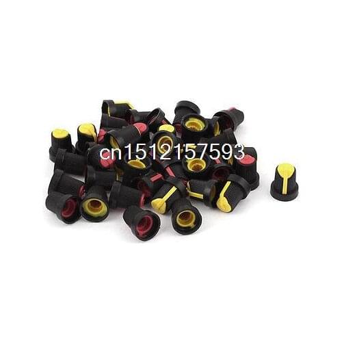 40 Pcs Red Yellow Potentiometer Rotary Control Knobs Caps for 6mm Dia Shaft