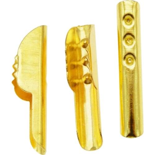 50pcs Cords Crimp End Beads Caps Leather Clip Tip Fold Crimp Bead Bracelet Connectors For Jewelry Making Finding 23.5mm Dia 3mm