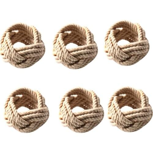 6Pcs Natural Jute Napkin Loop Cord Woven Napkin Buckle Corded Napkin Buckle Waxed Twine Napkin Loop