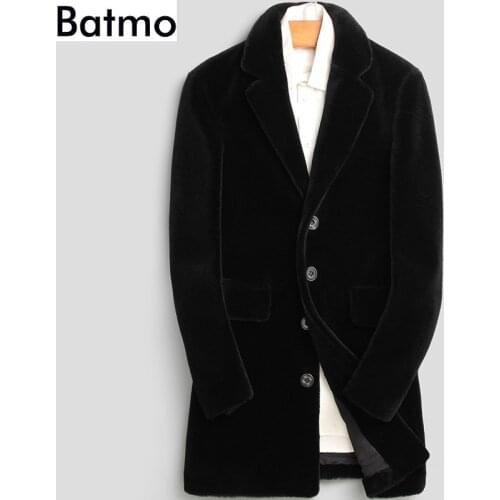 Batmo 2018 new arrival winter high quality wool shearling mens jacket ,casual mens fur coat,trench coat men plus-size L-4XL