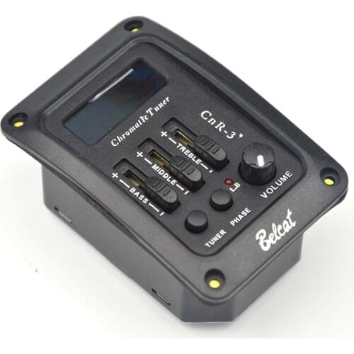 Belcat CnR-3 3 Band EQ Guitar Pickup & Tuner Bass Middle Treble 3band Equalizer Guitar Preamp with Phase Colorful LCD Screen