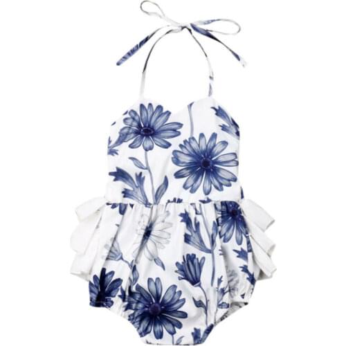 Pudcoco USPS Fast Shipping 0-24M Newborn Baby Girl Bodysuit Floral Clothes Strap Jumpsuit Bodysuit Summer Outfit