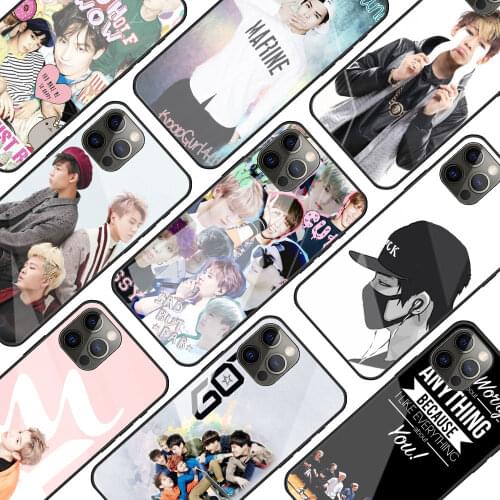 GOT7 Kpop wings Tempered Glass Phone Case for iPhone 11 12 Pro XR X 7 8 XS Max 6 6S Plus SE 2020 Mobile Phones Cover Coque