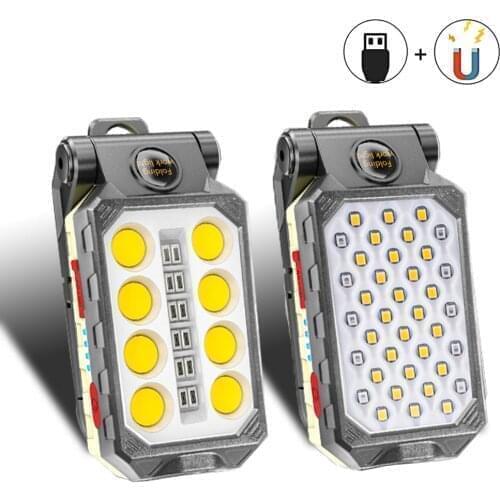 D2 USB Rechargeable COB Work Light Portable LED Flashlight Adjustable Waterproof Camping Lantern Magnet Design Power Display