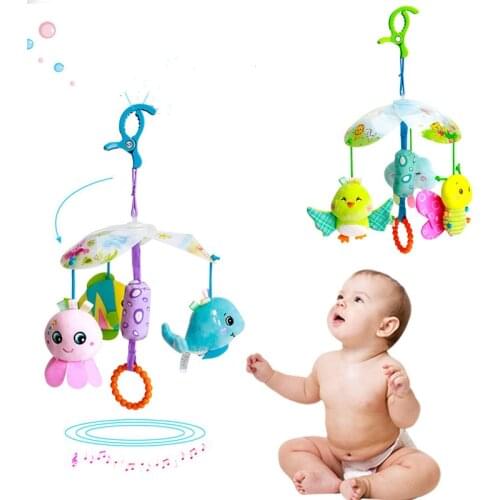 Baby Plush Cartoon Hanging Toys with Clips for Babies Kids Toddlers Stroller Car Seat Pram Crib Toy Rattle 0 12 month 3 years