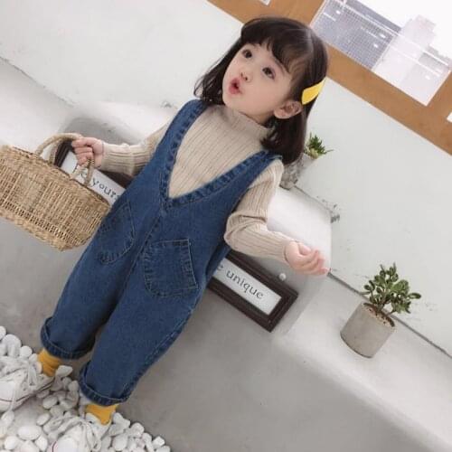 Baby denim overalls child autumn Spring Rompers bibs pants For kids boy girl trousers toddler longs jeans 5 years Children pants