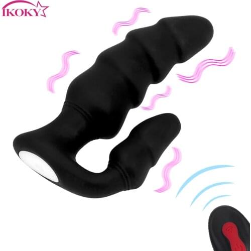 IKOKY 9 Speed Anal Beads Sex Toys for Adult Vibrating Butt Plug Male Prostate Massager Wireless Remote Anal Vibrator